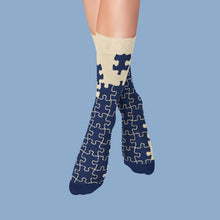 Load image into Gallery viewer, Men’s Wholesale Socks with Jigsaw Pattern Cotton Casual Socks Size 6 to 11