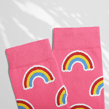Load image into Gallery viewer, Women’s Socks with Rainbow Pattern Cotton Casual Socks Size 4 to 7