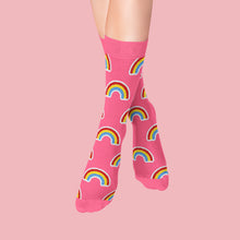 Load image into Gallery viewer, Women’s Socks with Rainbow Pattern Cotton Casual Socks Size 4 to 7