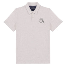 Load image into Gallery viewer, Men’s Polo Shirt 100% Recycled Cotton &amp; Polyester with Cycling Penny Farthing Design
