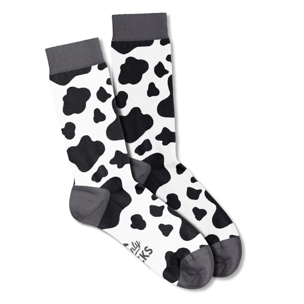 Men’s Socks with Moo Cow Pattern Cotton Casual Socks Size 6 to 11