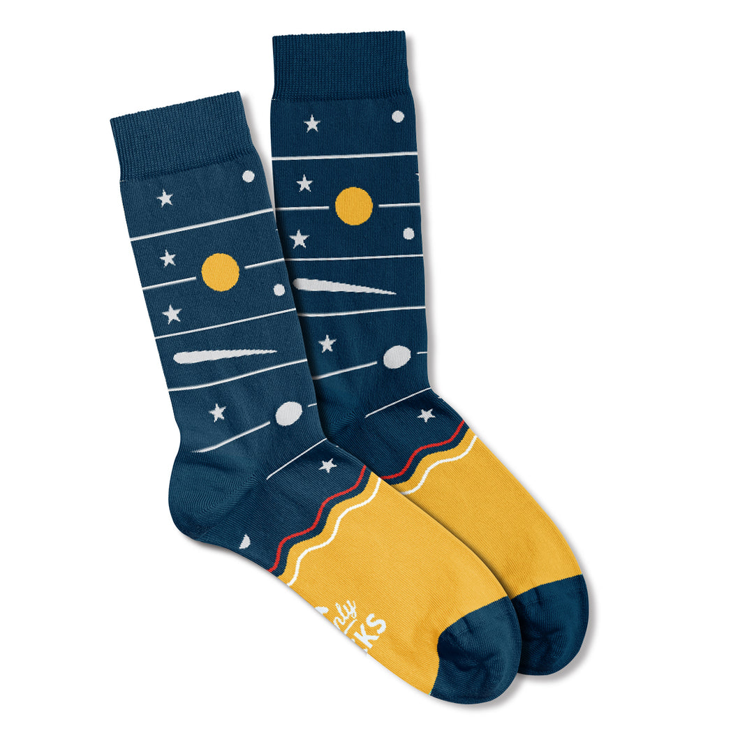 Men’s Socks with a Space Universe Planets Design Cotton Casual Socks Size 6 to 11
