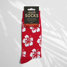 Load image into Gallery viewer, Men’s Socks with an Hibiscus Flower Pattern Cotton Casual Socks Size 6 to 11
